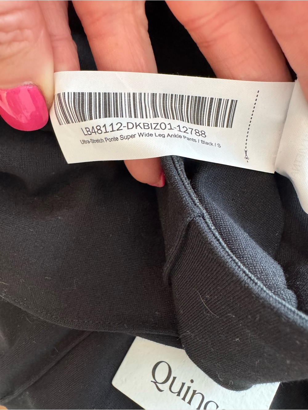 NWT Quince Ultra-Stretch Ponte Super Wide Leg Ankle Pants - Black - Size Small - Picture 6 of 6
